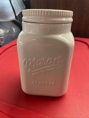 Mason White Ceramic Pantry Storage Jar with Screw-Top Lid